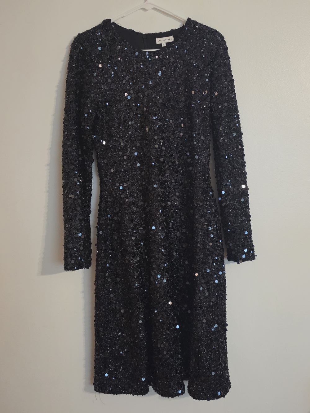 Sequined Black Long Sleeve Cocktail Dress